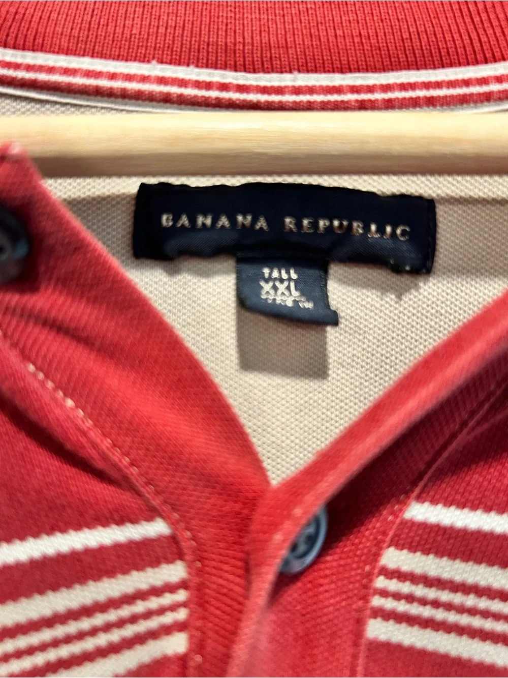 Banana Republic Men’s Tall XXL Red Striped Polo Shirt Elephant Logo